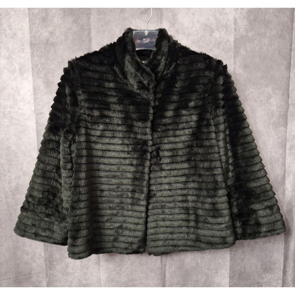 Express Faux Fur Coat Womens Sz Large Y2K Old Money Gothic Plush Shaggy Soft